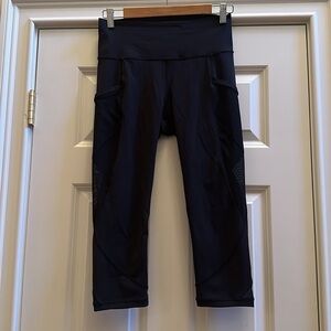 Lululemon Black Mesh Side Pocket Fast As Light Crop Legging Pant Tights Size 6